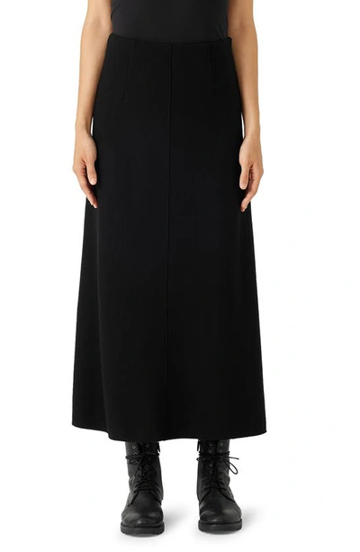 Eileen Fisher Missy Boiled Wool Jersey A-line Skirt In Black