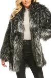 DONNA SALYERS FABULOUS-FURS DONNA SALYERS FABULOUS FURS SHAWL COLLAR FAUX FUR COAT