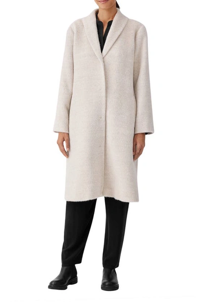 Eileen Fisher Missy Alpaca Luxe Shawl-collar Coat In Almond