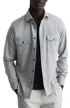 Reiss Chaser - Grey Melange Button-through Twin Pocket Overshirt, L