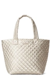 Mz Wallace Metro Deluxe Medium Metallic Tote Bag In Quartz Pearl