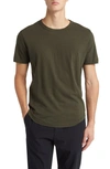 Buck Mason Curve Hem Cotton Slub T-shirt In Dark Olive