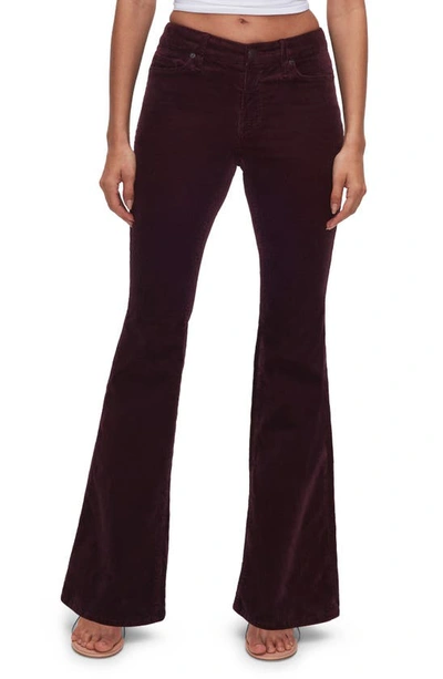 Good American Good Legs Low Rise Corduroy Flare Pants In Malbec