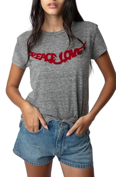 Zadig & Voltaire Peace N Love Graphic T-shirt In Gris Chine