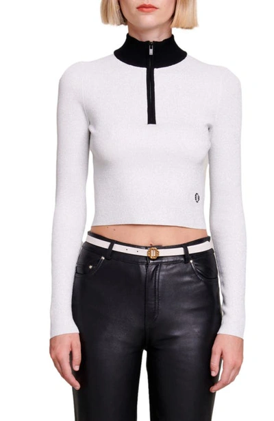 Maje High-neck Fine-knit Top In White
