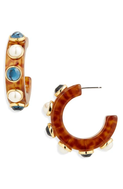 Lele Sadoughi Women's Wanderer Tortoiseshell, Glass Pearl & Epoxy Stone Hoop Earrings