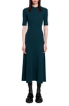 Maje Knit Maxi Dress For Fall/winter In Bottle Green /