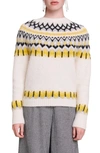 Maje Womens Bicolore Mamonix Fair-isle Knitted Jumper In Ecru/ Yellow