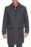 Andrew Marc Wexford Herringbone Wool Blend Overcoat In Navy Herringbone Tweed