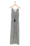 Elan V Neck Maxi Dress In Black White Snake Print