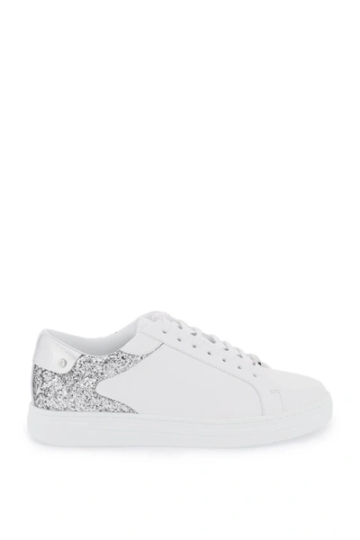 Jimmy Choo Rome Monogram-embossed Leather And Woven Trainers In Multicolor