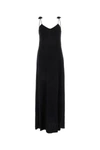 Magda Butrym Nylon Dress With Round Neckline And Floral Embellishments In Black
