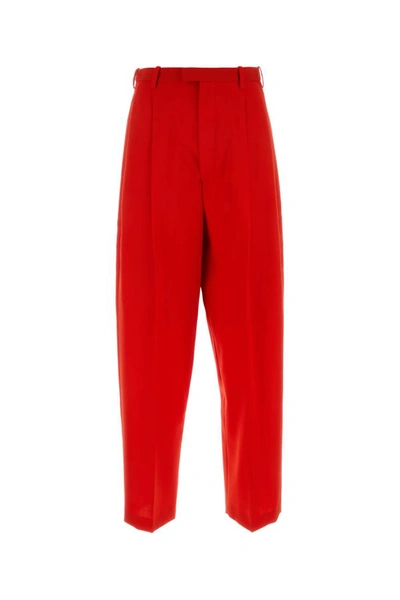 Marni High-waisted Virgin Wool Trousers In Red