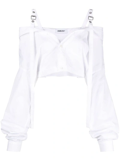 AMBUSH AMBUSH OFF SHOULDERS CROPPED COTTON SHIRT