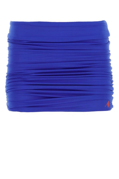 ATTICO THE ATTICO WOMAN ELECTRIC BLUE STRETCH NYLON MINI SKIRT