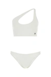Attico Logo-embroidered Ribbed Bikini In White