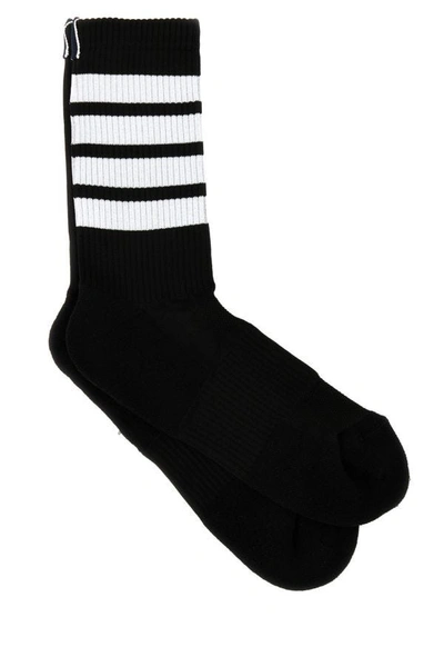 Thom Browne Man Black Stretch Cotton Blend Socks