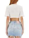 Dsquared2 Gathered Cropped T-shirt In Bianco