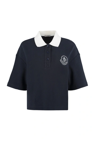 Moncler Logo-embroidered Short-sleeve Rugby Polo In Blue