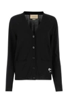 Gucci Black Stretch Wool Blend Cardigan In White