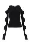 Off-white Black Sleek Holes Long Sleeve T-shirt In Black White
