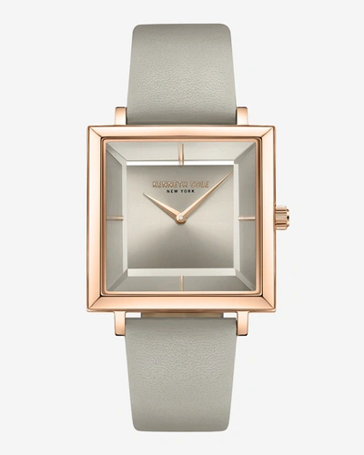 Kenneth Cole Women's Classic Rose-goldtone Stainless Steel & Leather Strap Watch/30mm In Cool Grey