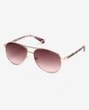 Kenneth Cole Metal Aviator Sunglasses In Gold