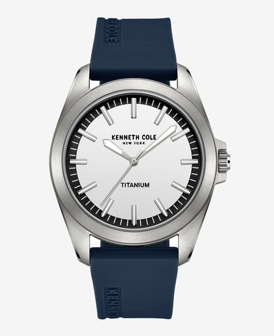 Kenneth Cole Titanium Modern Watch With Silicone Strap In Blue