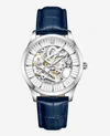 KENNETH COLE AUTOMATIC DIAMOND-ACCENTED LEATHER STRAP WATCH