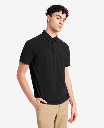 Kenneth Cole Performance Button Polo In Black