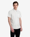KENNETH COLE PRINTED SHORT SLEEVE POCKET BUTTON-DOWN SHIRT