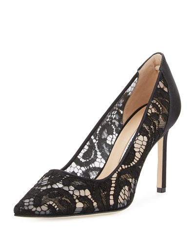 Manolo Blahnik Bb Lace 90mm Pointed-toe Pump In Black