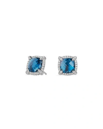 David Yurman 9mm Ch&acirc;telaine&reg; Stud Earrings With Diamonds In Hampton Blue