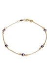 Savvy Cie Jewels Savvie Cie Jewels 18k Gold Plated Sterling Silver Evil Eye Bracelet In Yellow
