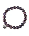 SYDNEY EVAN 9MM BLACK PEACOCK PEARL BEADED BRACELET WITH DIAMOND YIN YANG CHARM,PROD200060043