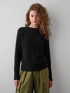 White + Warren Cashmere Waffle Sweatshirt In Black In Black