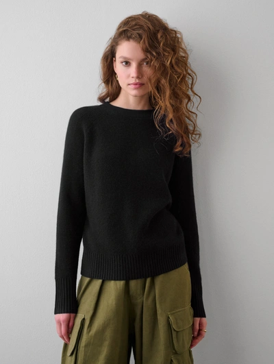 White + Warren Cashmere Waffle Sweatshirt In Black