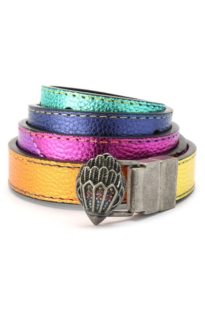 Kurt Geiger London Reversible Leather Belt In Multi