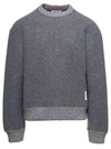 Thom Browne Crewneck Sweatshirt W/ Cb Rwb Stripe In Wool Fleece In Grey