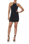 Afrm Mila Rose Rhinestone Minidress In Noir