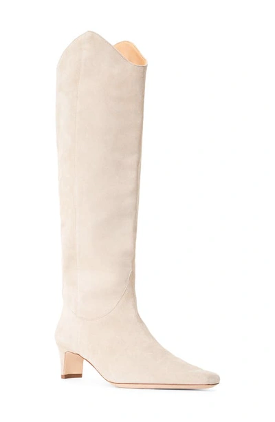 Staud Western Wally Suede Knee Boots In Mahogany
