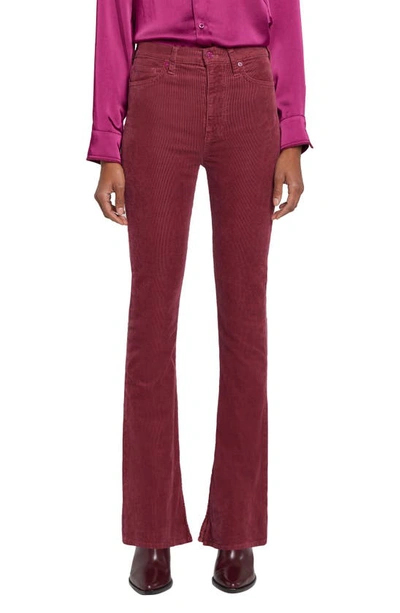 7 For All Mankind High Rise Skinny Bootcut Corduroy Jeans In Burgundy