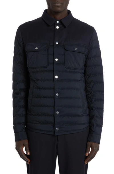 MONCLER FAUSCOUM VIRGIN WOOL & QUILTED NYLON DOWN JACKET
