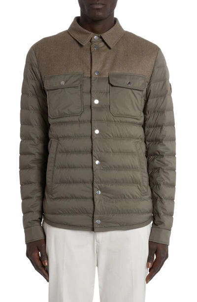 Moncler Fauscoum Padded Shirt Jacket In Green