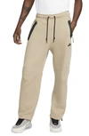 Nike Men's  Sportswear Tech Fleece Open-hem Sweatpants In Khaki/black