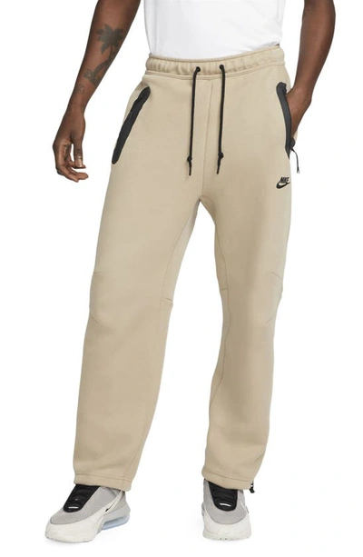 Nike Men's  Sportswear Tech Fleece Open-hem Sweatpants In Khaki/black