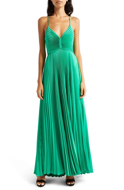 A.l.c Aries Pleated Open Back Dress In Verde