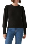 Michael Stars Paisley Puff Sleeve Sweatshirt In Black