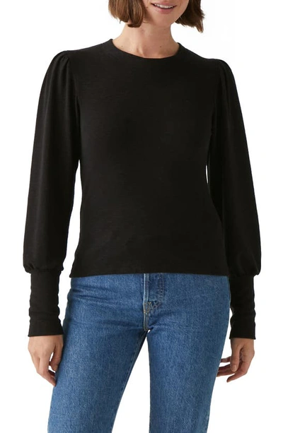 Michael Stars Paisley Puff Sleeve Sweatshirt In Black