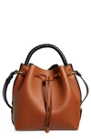 Chloé Marcie Drawstring Calfskin Bucket Bag In Brown